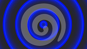 Blue bold circle simple flat geometric on dark grey black background loop. Round radio waves endless creative animation. Rings