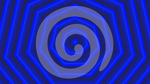 Blue bold circles simple flat geometric on dark grey black background loop. Rounds decagonal radio waves endless creative