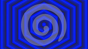 Blue bold hexagon simple flat geometric on dark grey black background loop. Hexagonal radio waves endless creative animation.