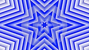 Blue bold hexagonal star simple flat geometric on white background loop. Starry radio waves endless creative animation. Stars