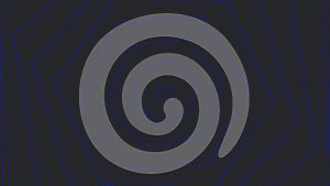 Blue bold slim spin hexagon star simple flat geometric on dark grey black background loop. Starry hexagonal spinning radio waves