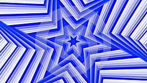 Blue bold spin hexagonal star simple flat geometric on white background loop. Starry spinning radio waves endless creative