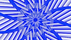 Blue bold spin octagonal star simple flat geometric on white background loop. Starry spinning radio waves endless creative