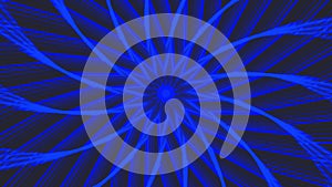 Blue bold spin sixteegonal star simple flat geometric on dark grey black background loop. Starry spinning radio waves endless