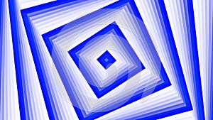 Blue bold spin square simple flat geometric on white background loop. Spinning quadratic radio waves endless creative animation.