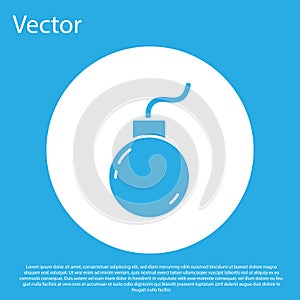 Blue Bomb ready to explode icon isolated on blue background. White circle button. Vector