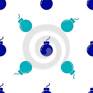 Blue Bomb ready to explode icon isolated seamless pattern on white background. Vector