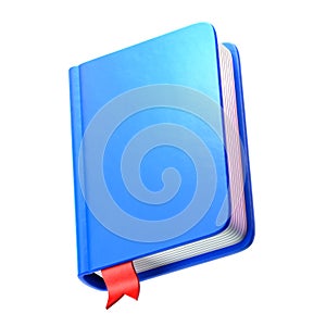 Blue book with red bookmark icon