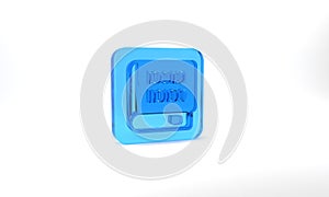 Blue Books about programming icon isolated on grey background. Programming language concept. PHP, CSS, XML, HTML