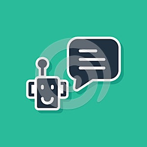 Blue Bot icon isolated on green background. Robot icon. Vector