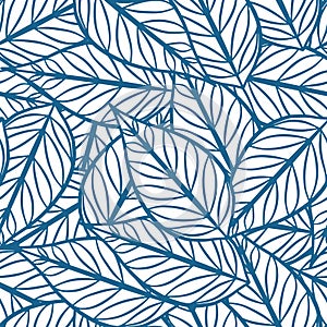 Blue Botanical Abstract Foliage Pattern