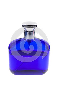 Blue bottle of perfume