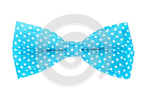 Blue bow tie with white polka