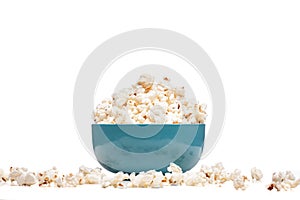 blue bowl with popcorn