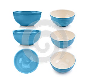 blue bowl on white