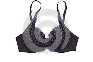 Blue bra, brassiere with embroidery and lace,