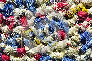 Blue braided fabric texture handwork the cloth