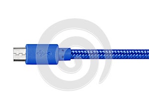 Blue braided wire miniusb cable