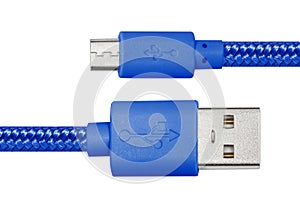 Blue braided wire usb to miniusb cable