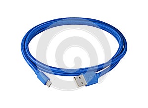 Blue braided wire usb to miniusb cable