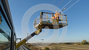 Blue, branch, catenary, catenary fitters, commercial, construction, construction crane, delivering, fitters, heavy, industry, lift photo