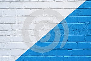 Blue Brick Wall with Fire Hydrant