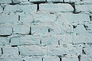 Blue Brick Wall with peeling paint background texture