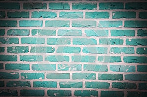 Blue brick wall seamless pattern, fading spotlight background texture