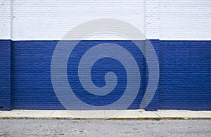 Blue brick wall on the street