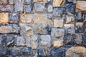 Blue brick walls built of large stones, blue stones