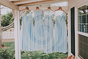 Blue bridesmaids dresses