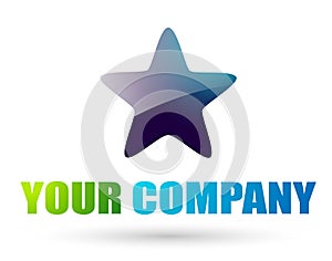 Blue bright star icon logo for business  investment winnig success company vector photo