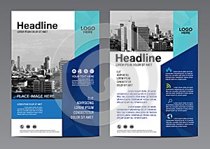 Blue Brochure Annual Report Flyer design template.