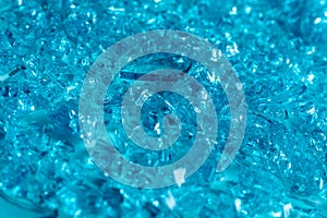Full frame blue broken glass texture background
