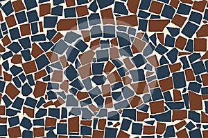 Blue and brown asymmetric decorative tiles wall