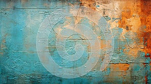 Blue and brown color paint with beautiful brush stroke and rough textured, creativity and grunge concept artistic abstract