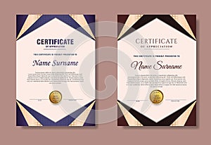 blue and brown gradient certificate template set of 2