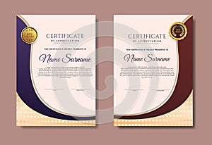 blue and brown gradient certificate template set of 2