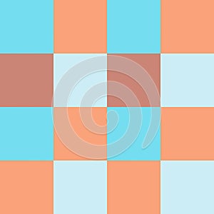 Blue Brown Large Seamless French Checkered Pattern. Big Colorful Fabric Check Pattern Background. Classic Checker Pattern Design