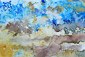 Blue Brown and Ochre Watercolor 1 photo