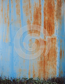 blue and brown rusted steel metal texture background