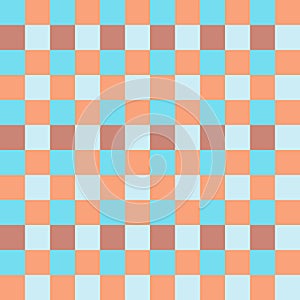 Blue Brown Seamless French Checkered Pattern. Colorful Fabric Check Pattern Background. Classic Checker Pattern Design Texture