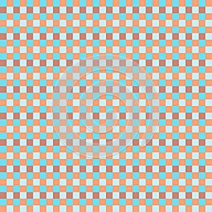 Blue Brown Seamless Small French Checkered Pattern. Little Colorful Fabric Check Pattern Background. Classic Checker Pattern