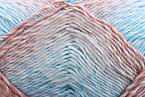 blue and brown warm and cozy yarn ball of alpaca wool