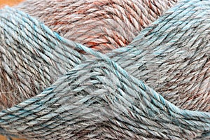 blue and brown warm and cozy yarn ball of alpaca wool