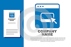 Blue Browser files icon isolated on white background. Logo design template element. Vector