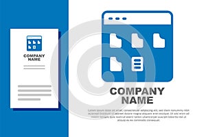 Blue Browser files icon isolated on white background. Logo design template element. Vector