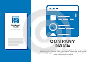 Blue Browser files icon isolated on white background. Logo design template element. Vector