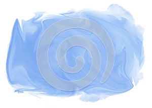 Blue brush watercolor liquid splash. Ethereal background for web site , template design or backdrop on white background. A