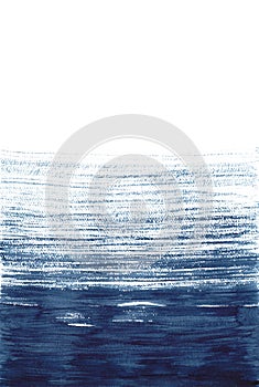 Blue brushstroke texture background. Abstract watercolor hand painting illustration.